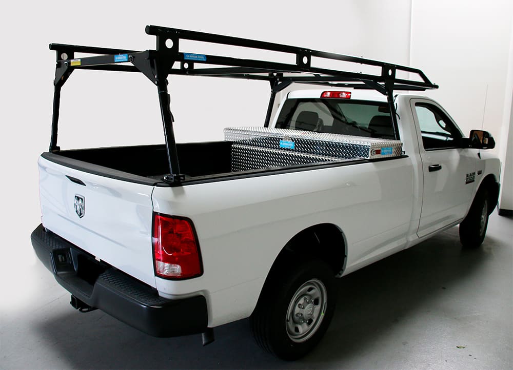 Pick up truck ladder rack w truck tool boxes and drawers - System